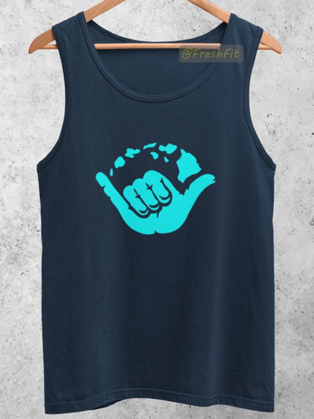 🆕Hang Loose Hand Sign Hawaii Islands Navy Tank Top